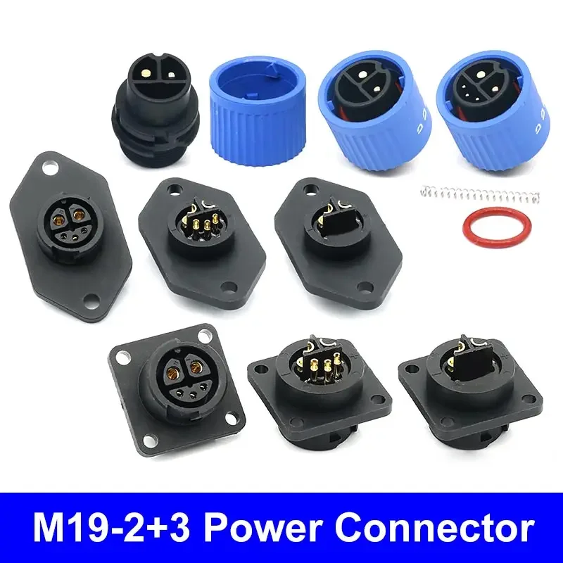 E-Bike M19-2+3 Male Female Charging Adapter Battery Power Connector Electric Vehicle E-Bicycle Lithium Battery Plug Socket 30A