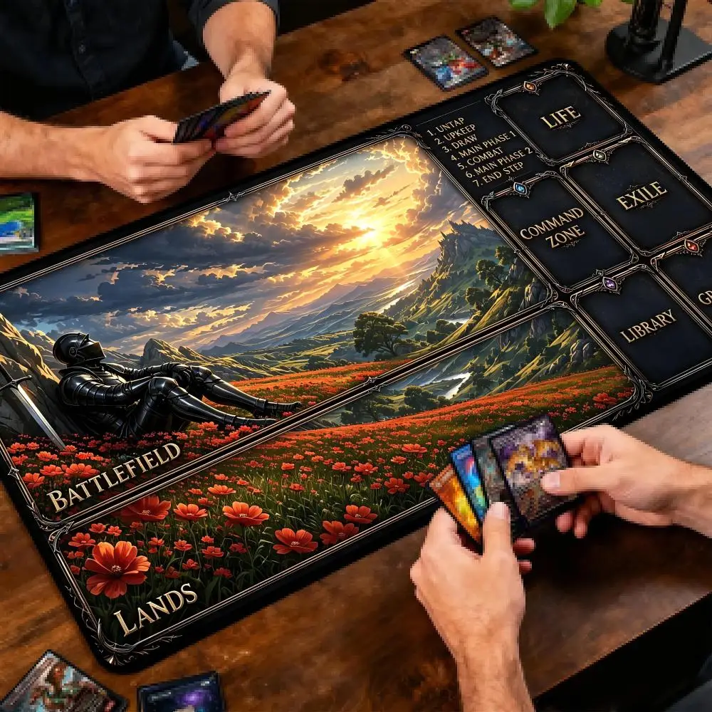 Medieval Lonely Knight MTG&TCG Tabletop Game Mat Magic Party Playmat Durable Rubber for Games 35X60cm Mousepad Offices Desk Mats