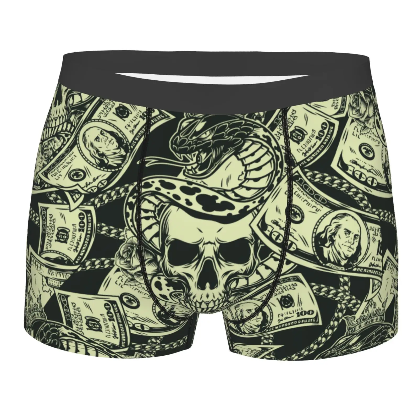 

Мужское нижнее белье с принтом черепа в долларах США, боксеры, дышащие мужские боксеры, мужские трусы, мужские трусы-боксеры, плавки