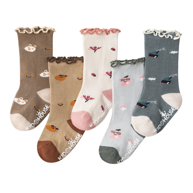 21 جوارب بناتي جديدة لخريف/شتاء ممشط قطن لطيف الكرتون الوليد طفلة طفل رضيع عدم الانزلاق جوارب يمكن السير بها على الأرض #2