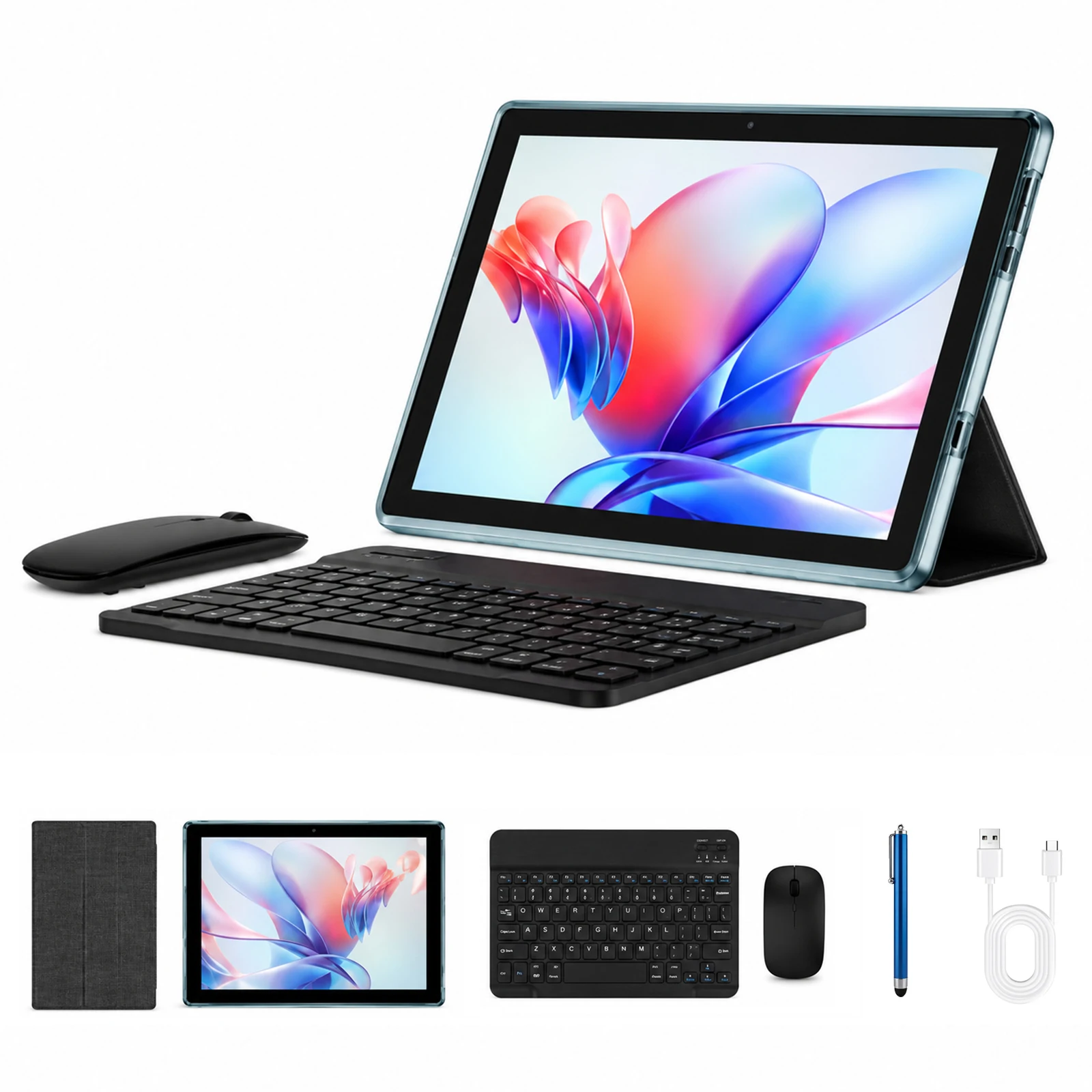 COLORROOM K12E Android 15 Tablet 10.1 Inch Tablet PC with Protective Case, 4GB RAM 64GB ROM, IPS GMS Certified, 1TB Expandable