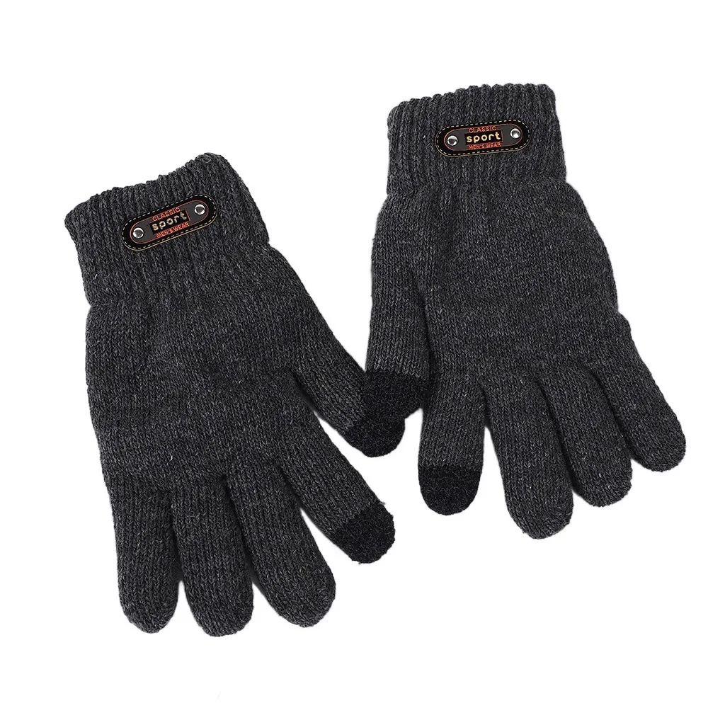 

New Single/Double-layer Men's Winter Gloves Thick Warm Windproof Cold-proof Gloves Knitted Touch Screen Glove Gifts