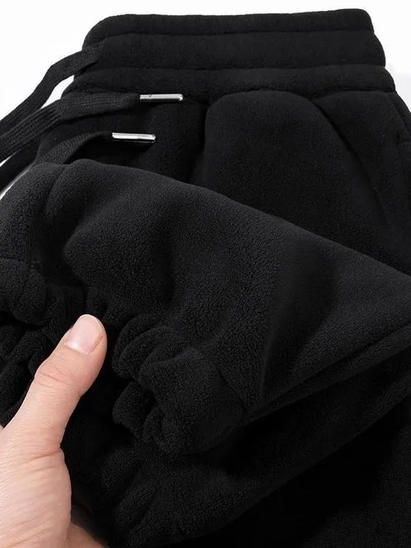 

Двусторонние утепленные свободные повседневные спортивные брюки на флисовой подкладке для мужчин и женщин, теплые молодежные длинные брюки для зимнего сезона