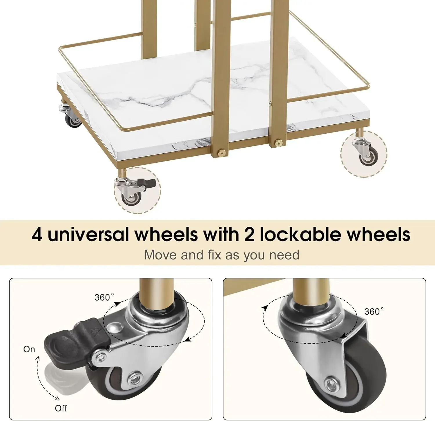 Utility Manicure Trolley Metal Storage Rolling Barber Cart with Wheels Multi-Purpose Rack Heavy-Duty Trolley 2033 (White)