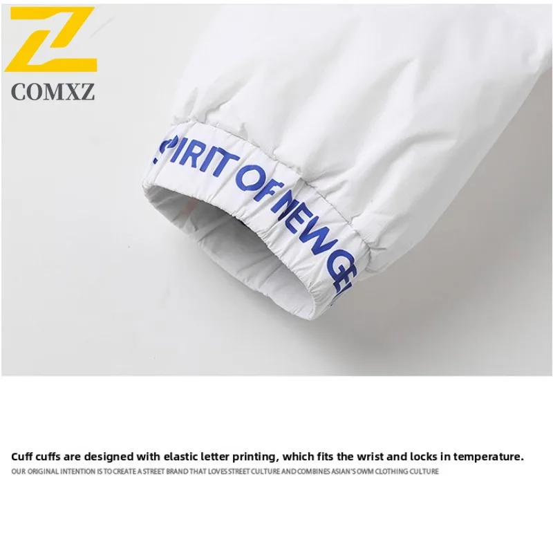 COMXZ Mens Down Jacket Premium Hooded American Style Fashion Windproof Parka Outdoor Travel Thickened Warm Autumn Winter Coat