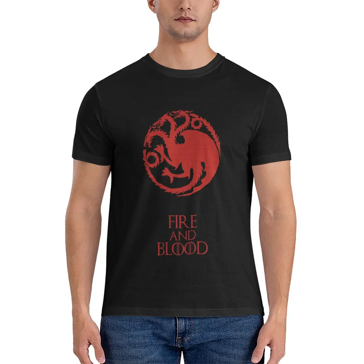 Fashion Fans House Targaryen T-Shirt Cotton Top Solid T Shirts Tops Tshirts