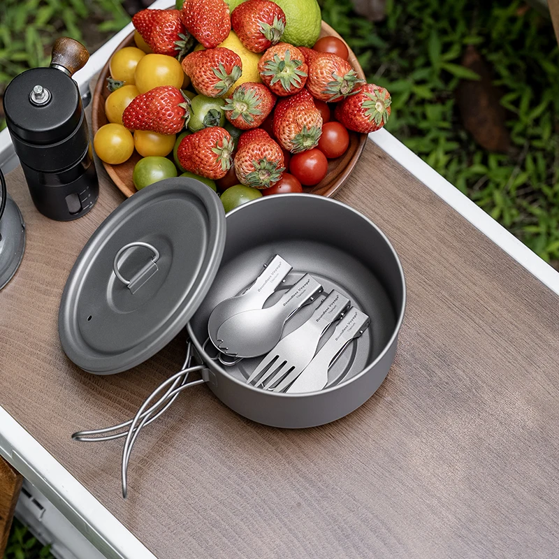 Boundless Voyage Titanium Camping Cutlery Set Folding Spoon Spork Fork Knife Chopsticks Travel Utensil Outdoor Portable Flatware
