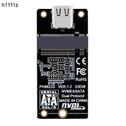 M2 to USB 3.1 TYPE C Adapter M2 PCIE NVME SSD / M.2 SATA SSD to USB C Riser Board 10Gbps Dual Protocol JMS581 for M/B+M Key 2230