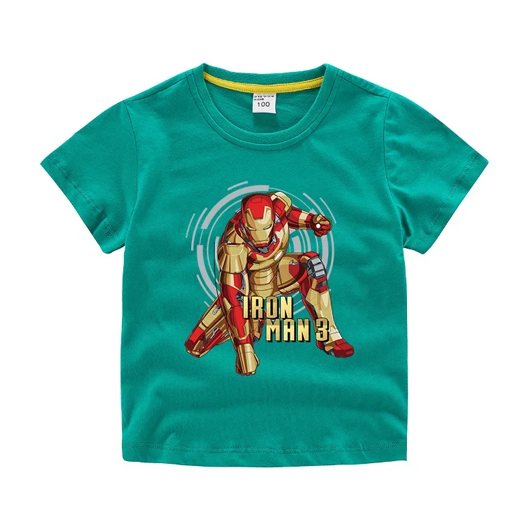 Marvel Iron Man Boy T-shirt Children\'s Spider-Man Co-branded Short Sleeve Cotton T shirt Baby Boys Cartoon Fashion Trend Clothes