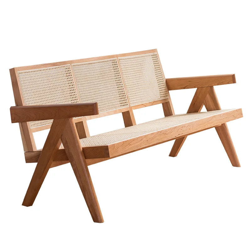 

All solid wood sofa New Chinese small apartment cherry wood sofa Modern simple living room