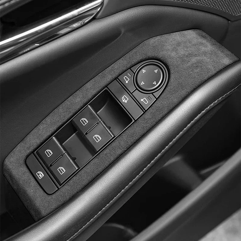 For LHD Mazda3 Axela 2020 2021 2022 2023 2024 2025 Suede Overlays Interior Trim On Gears Panel, Window Lifting, Steering Wheel view 2