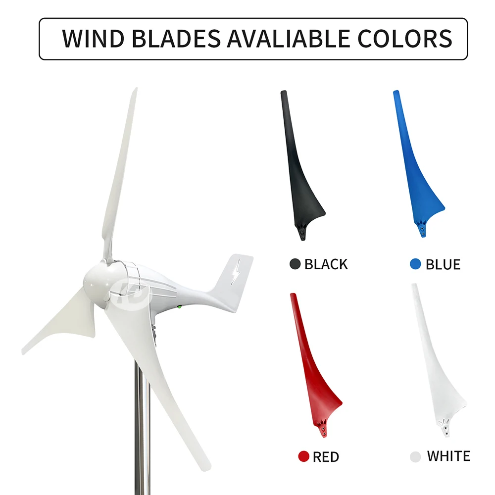 600W 12V 24V Small Wind Turbine Generator Windmill With LED Indicator 5 Blades Start 1.8m/s For Residential RV Yacht