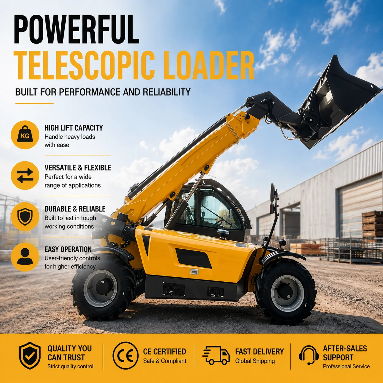 3 Ton Telehandler Telescopic Handler Rough Terrain Forklift with Fork Attachment for Farm Use