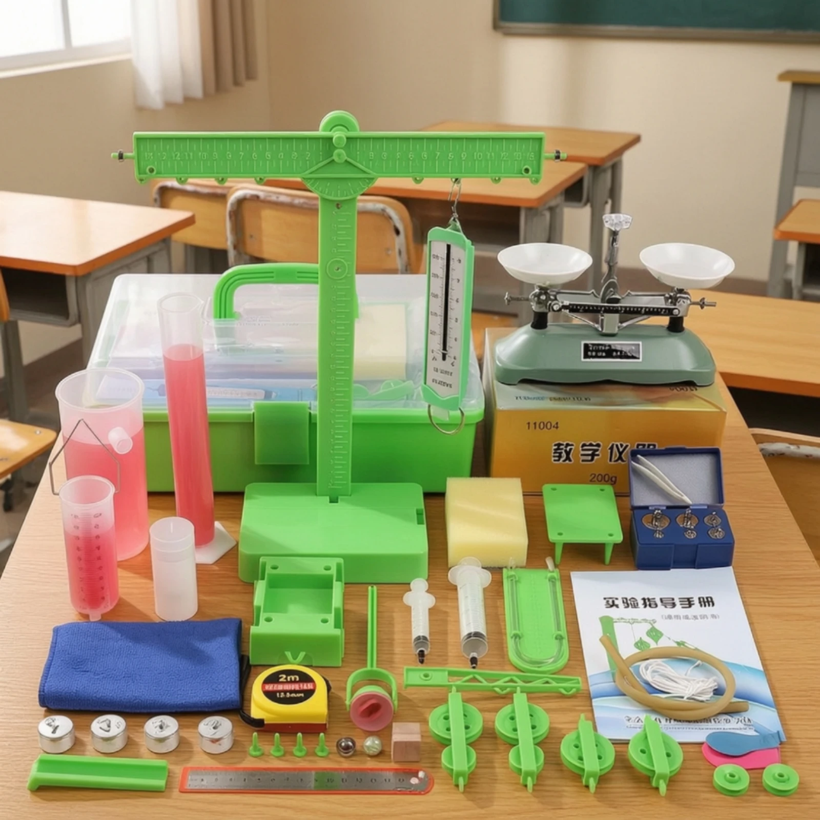 Mechanics Experiment Kit with Storage Case Portable Practical Basic for Middle School Students, Science Laboratory