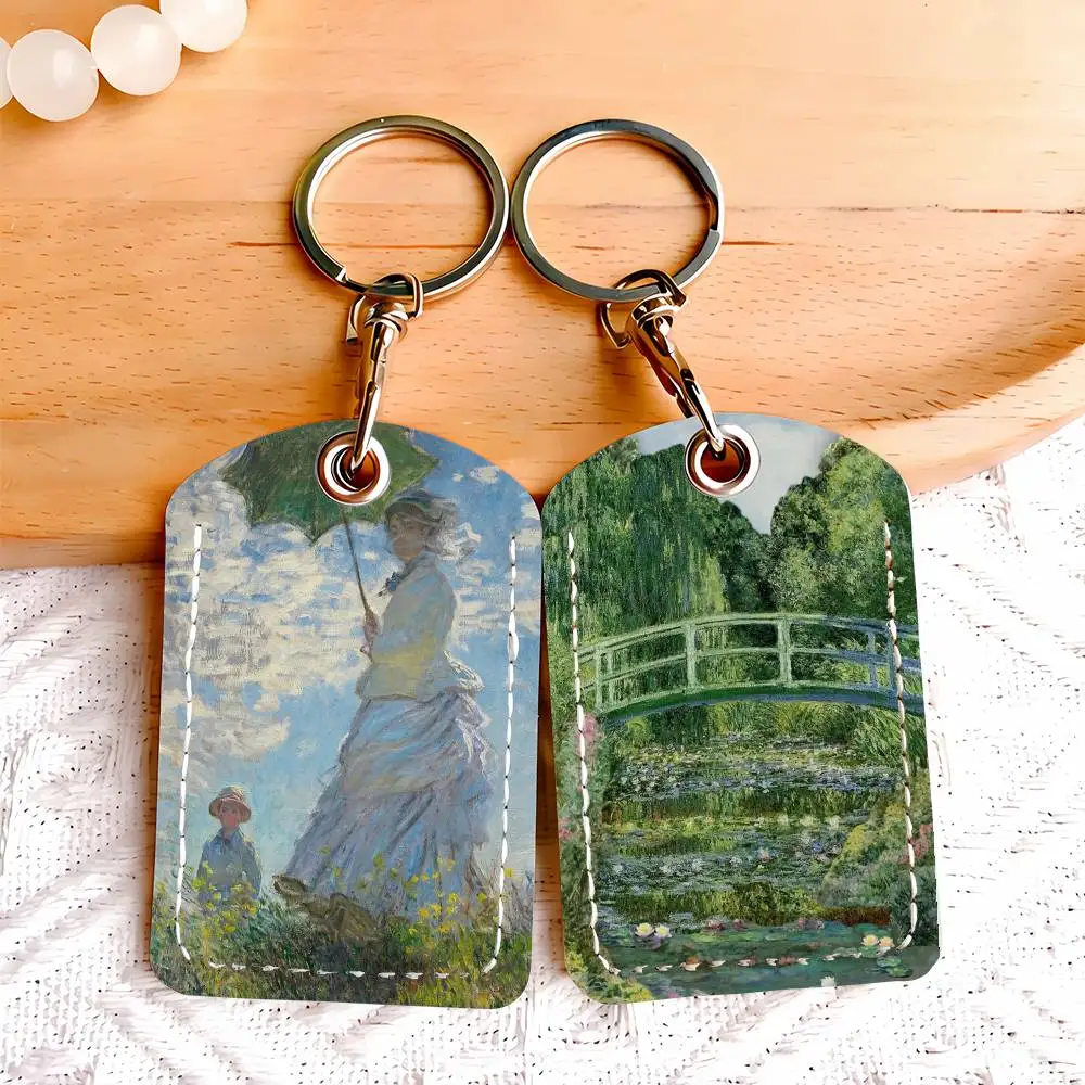 Art C-Claude M-MonetS Card Holder Keychain Key Ring Door Lock Access Protective Case For Security Gift