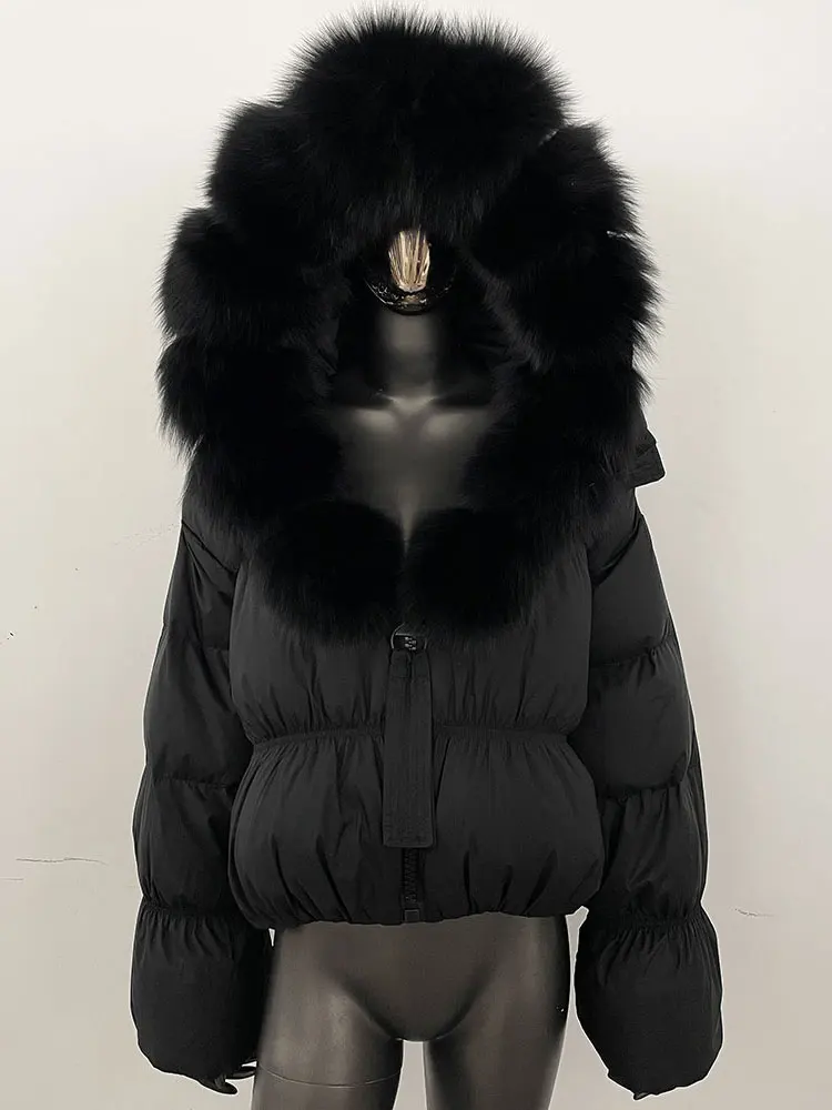 Women Hooded Warm Puffer Jacker Real Raccoon Fox Coat 2025 New Winter Natural Fox Fur Jacket White Duck Down Coat Female