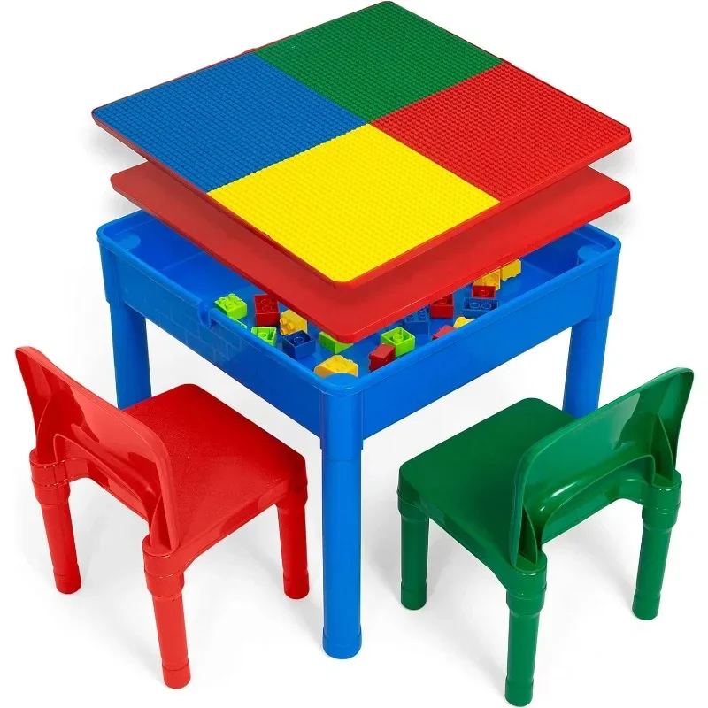 5 in 1 Kids Activity Table and Chair Set- Stem Table for Toddlers with Water Table, Building Block Table