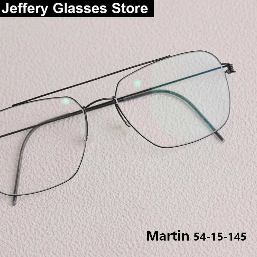 Denmark Brand Men Double Beam Screwless Glasses Frame Fashion Martin Titanium Ultralight 4.8g Thin Rim Eyeglasses Spectacles