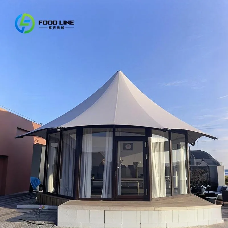 Wild Luxury Glamping Heavy Duty Double Layer PVC Octagonal Small Villa Hotel Tent Camp with Two Bedrooms Living Room 6*6m Beach