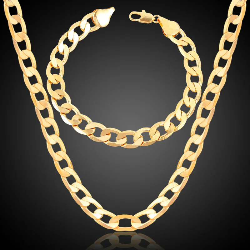 

Роскошное мужское и женское кубинское ожерелье из чистого золота 24 карата 9999, набор браслетов