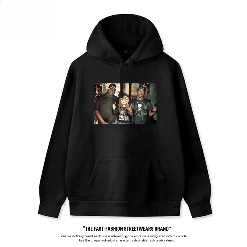 

American Hip Hop Singer Biggie and 2pac Photo Print Hooded Sweater Men's and Women's Autumn and Winter Loose Casual Hoodie