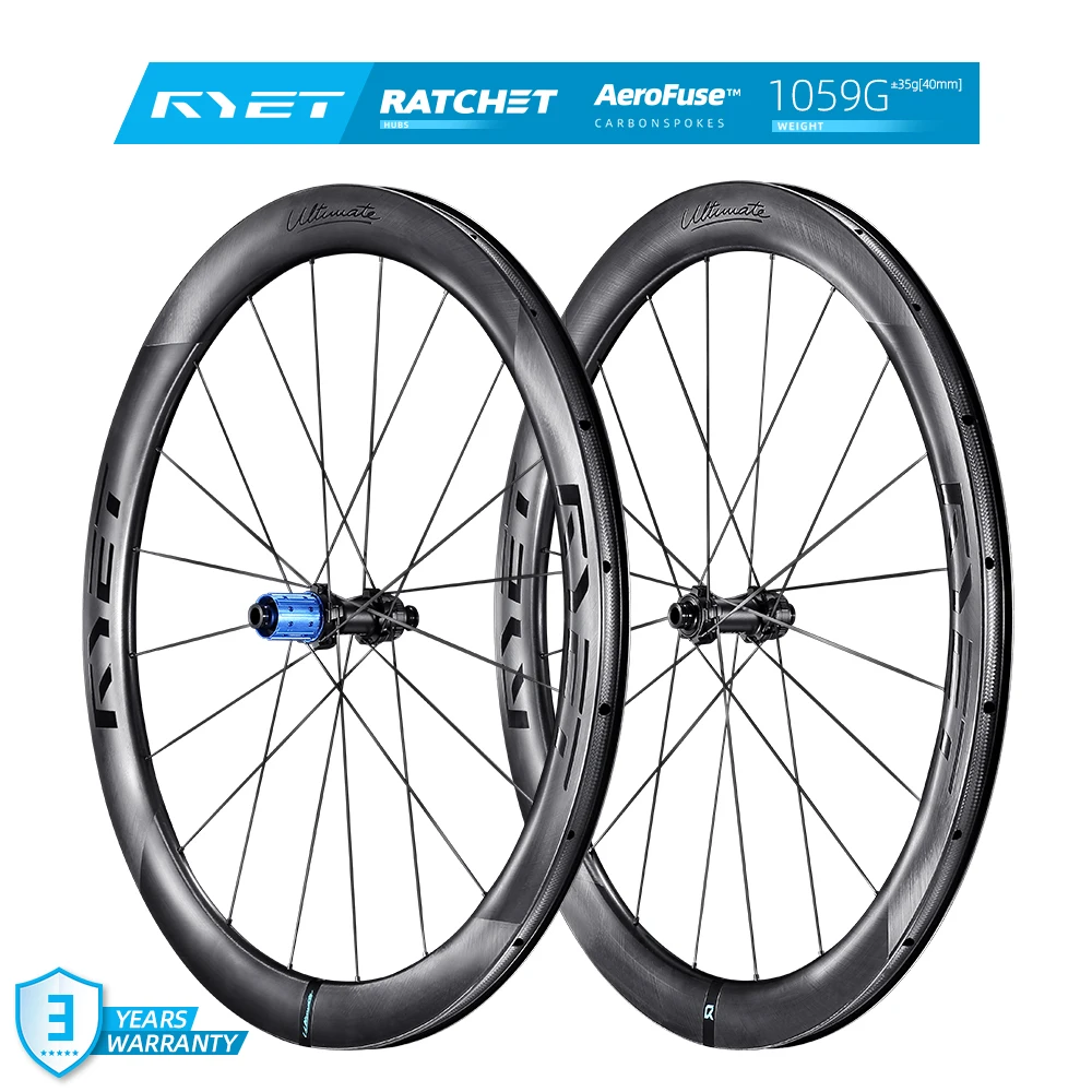 RYET Full Carbon Road Wheelset Bicycle Super Light 1059g Disc