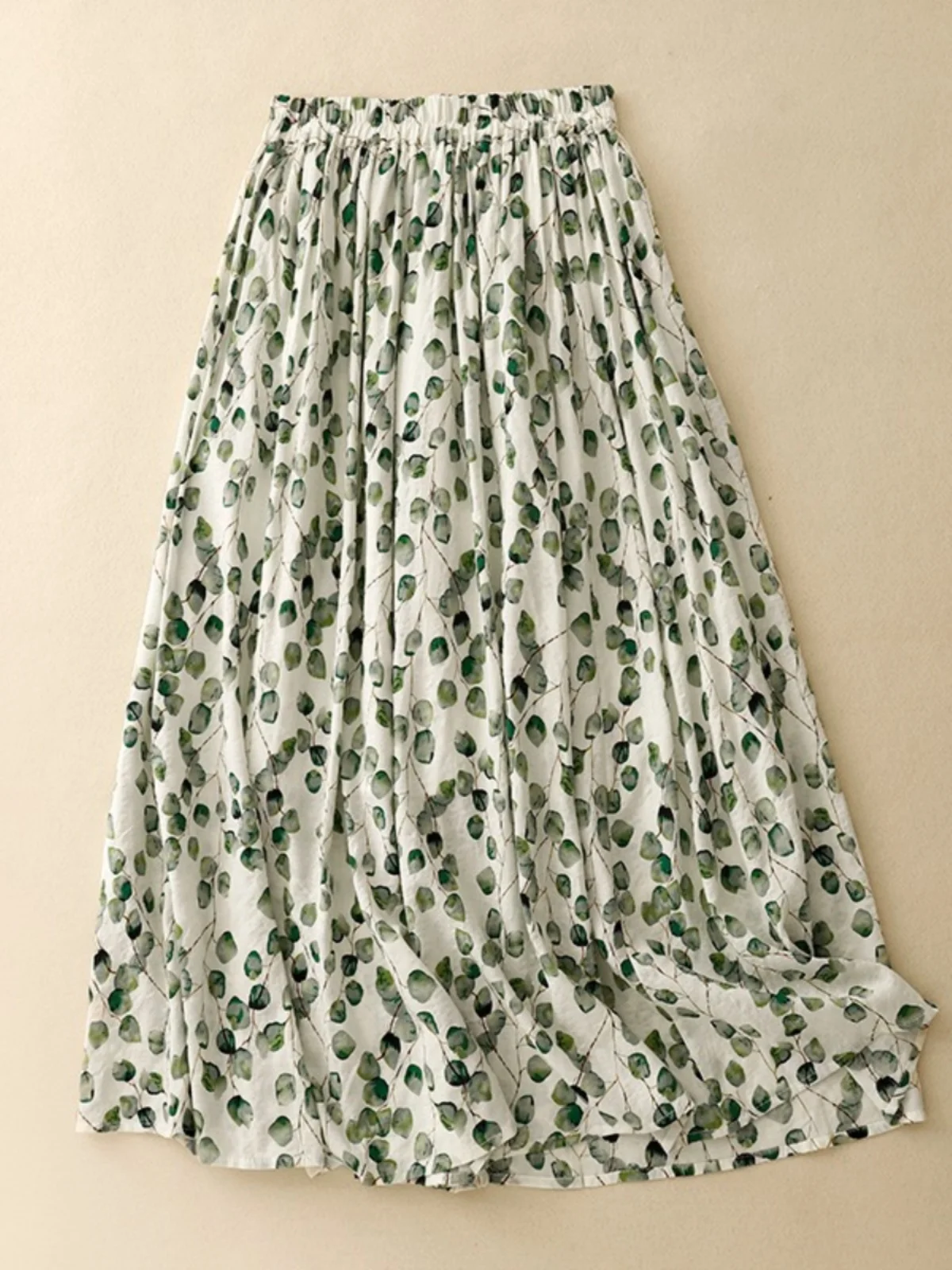 Summer Floral Half Skirt Women's High Waist Drapey A-Line Midi Skirt Vintage Style Commute Print Maxi Skirt Forest System
