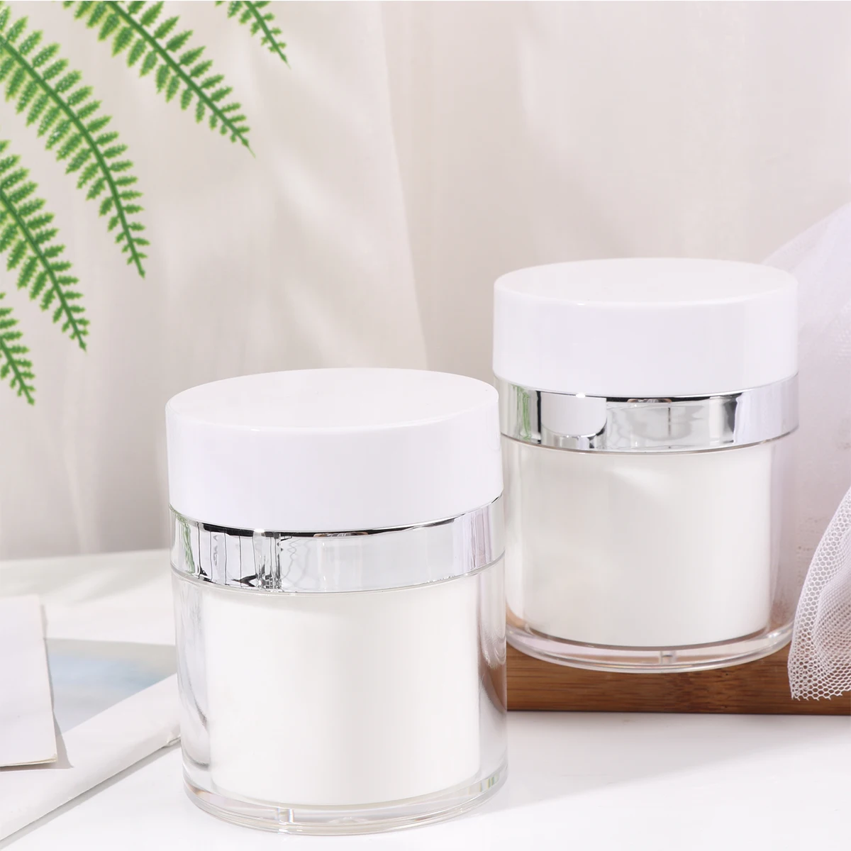 

2 PCS Vacuum Cream Jar Face Case for Travel Moisturizing White Makeup Container Lotion Dispenser