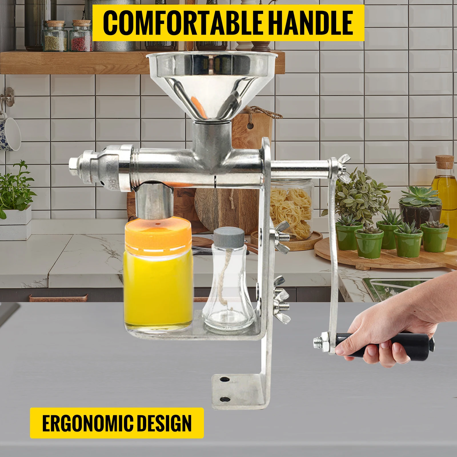 VEVOR Manual Oil Press Machine 304 Stainless Steel DIY Seed Nut Peanut Oil Expeller Extractor Household Kitchen Oil Extractor