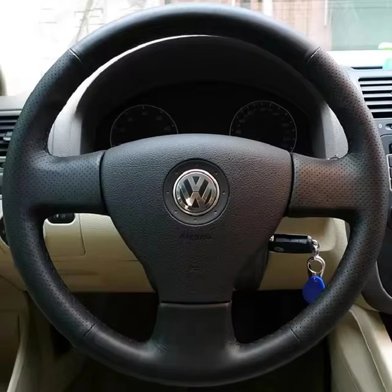 Capa de volante de carro de couro de microfibra costurada à mão trança para Volkswagen Old Magotan 2008 2009 Polo Jetta Bora