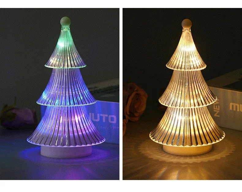 Luz nocturna de árbol de Navidad con pilas, mini lámpara de escritorio LED para decoración de dormitorio, regalo para vacaciones de Navidad