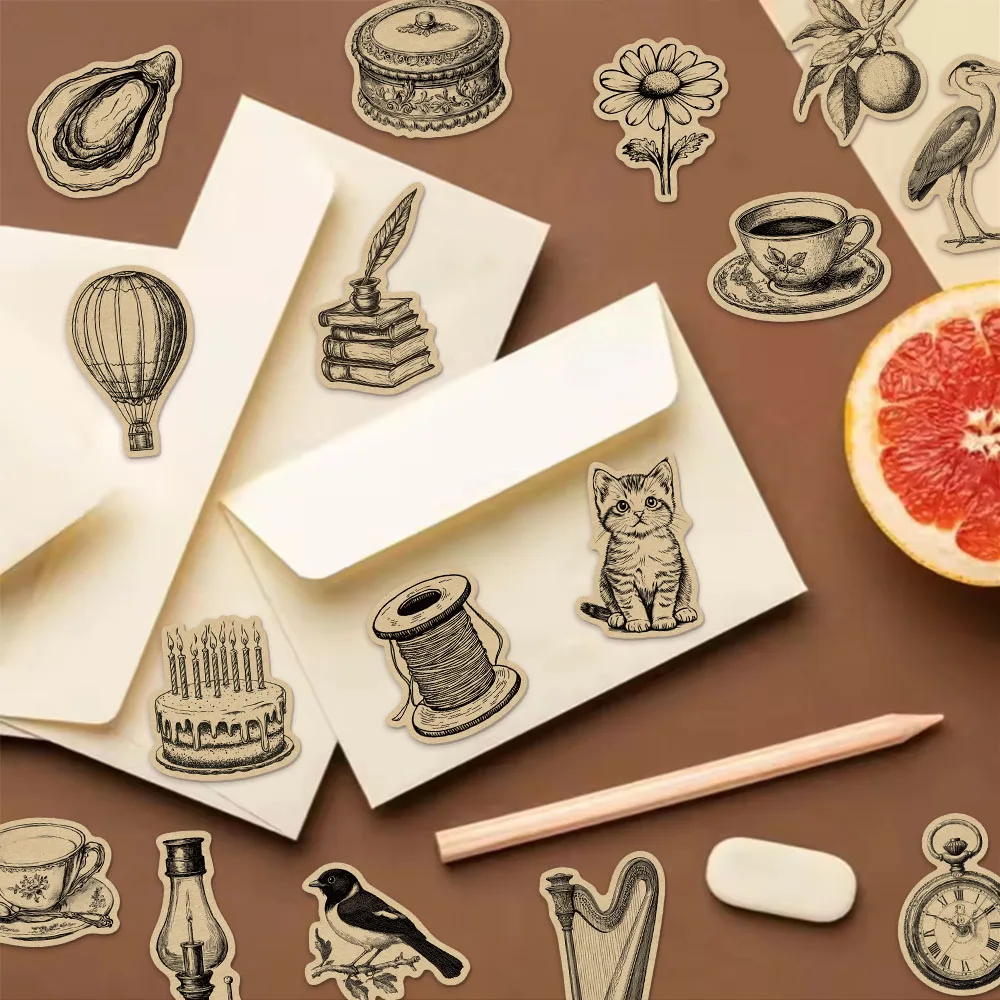 50PCS Retro Kraft Paper Scrap Book Graffiti Notebook DIY Luggage Motorcycle Skateboard Cartoon Graffiti Exquisite Stickers