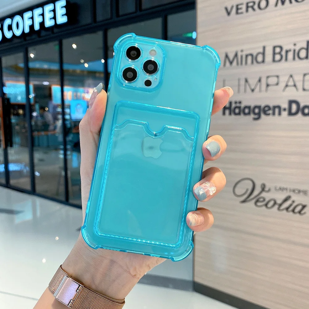 Clear Card Bag Transparent Phone Case For iphone 11 12 13 mini 14 Pro X Xr Xs Max 6 7 8 Plus Shockproof Soft Bumper Clear Cover image 4