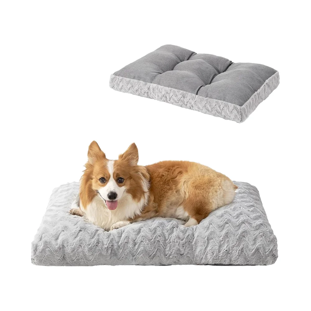 

Fluffy Fleece Protective Cooling Pet Kennel Pad Large Washable Dog Crate Bed with Removable Cover Reversible for Dogs Cats