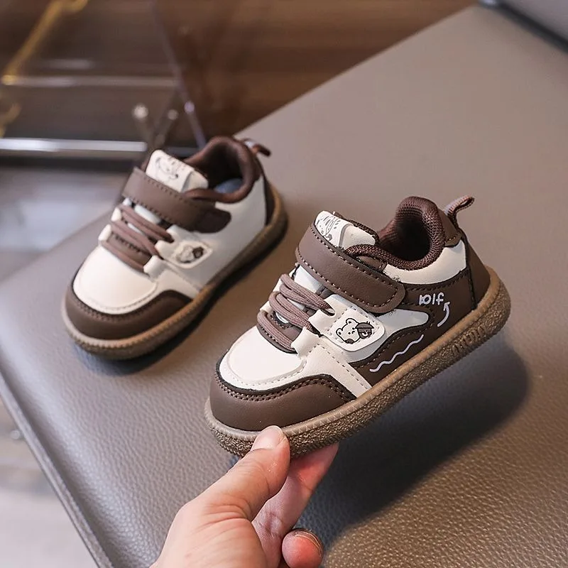 Toddler Soft Sole Walking Shoes Leather Upper Breathable Casual Sneakers for Boys Girls Cute Pattern Lightweight First Walkers