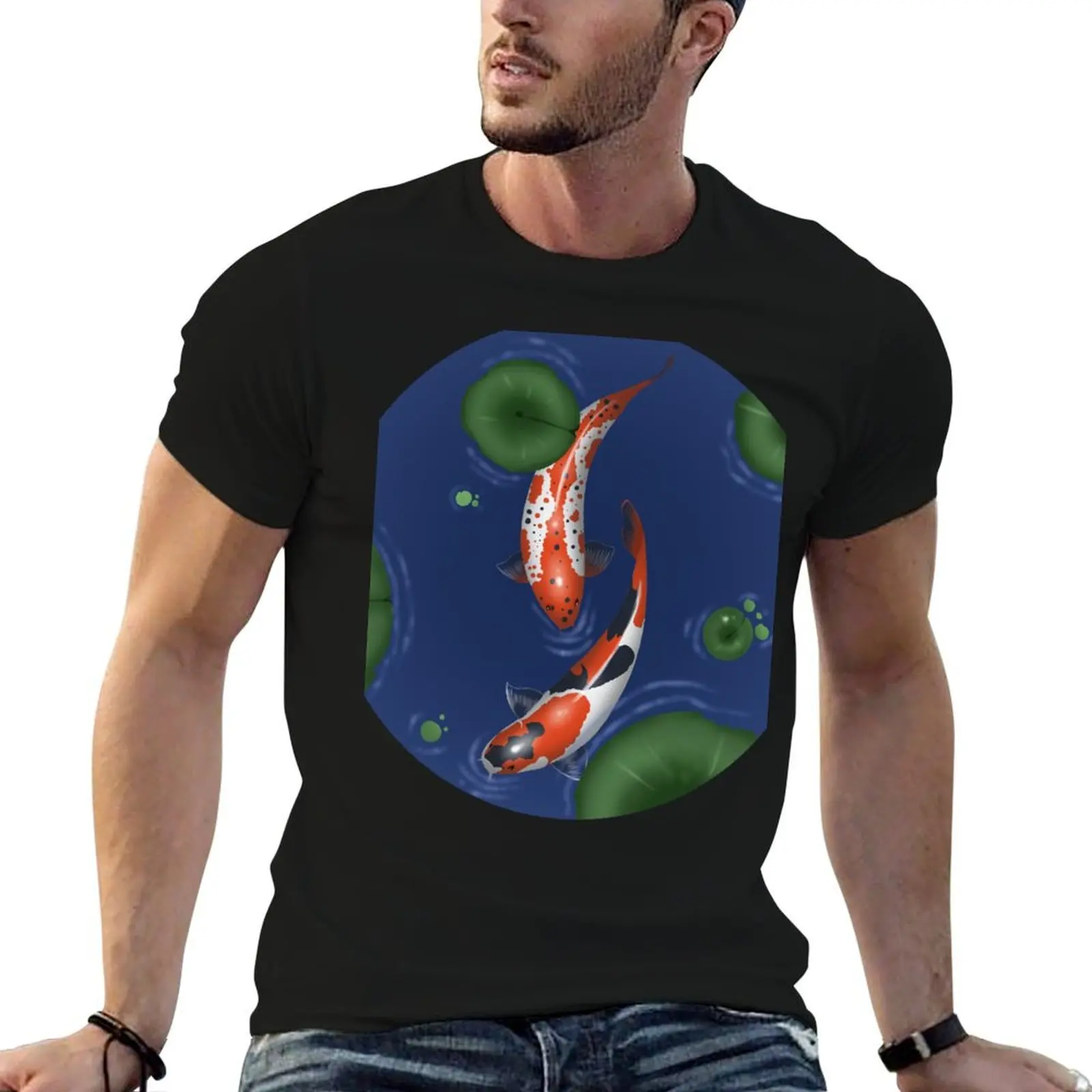 

Koi Pond T-Shirt cotton tshirt 100% essential t shirt man graphic t shirt T-Shirt