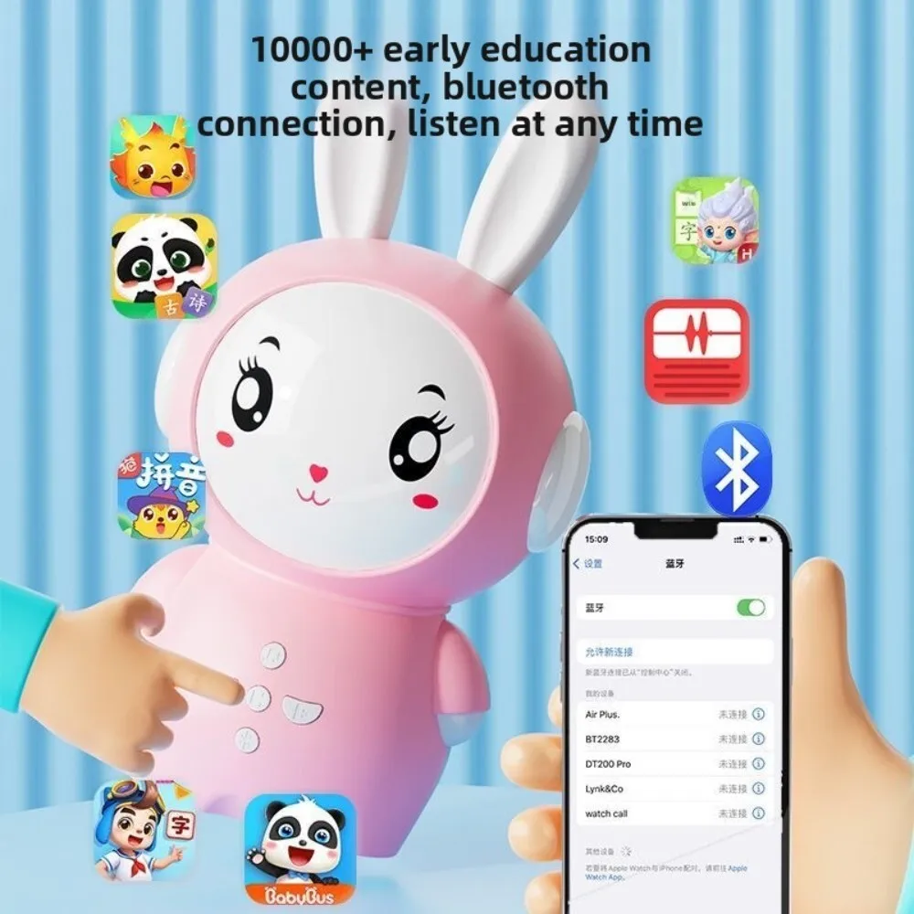 Crianças educação precoce pequeno coelho máquina de história criança iluminação leitor música brinquedo aprendizagem do bebê para crianças diversão à dormir
