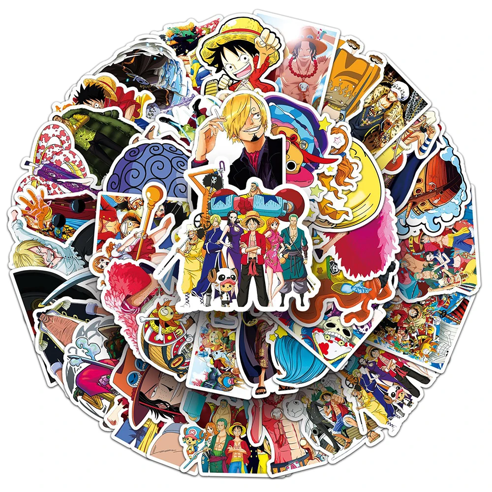 10/30/50pcs ONE PIECE Anime Stickers Cool Luffy Cartoon Waterproof Sticker Toy DIY Skateboard Phone Suitcase PVC Sticker for Kid