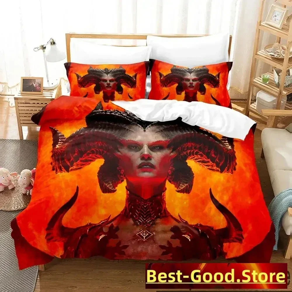 

3D Print Diablo IV Game Bedding Set Duvet Cover Bed Set Quilt Cover Pillowcase Comforter king Queen Size Boys Adult Bedding