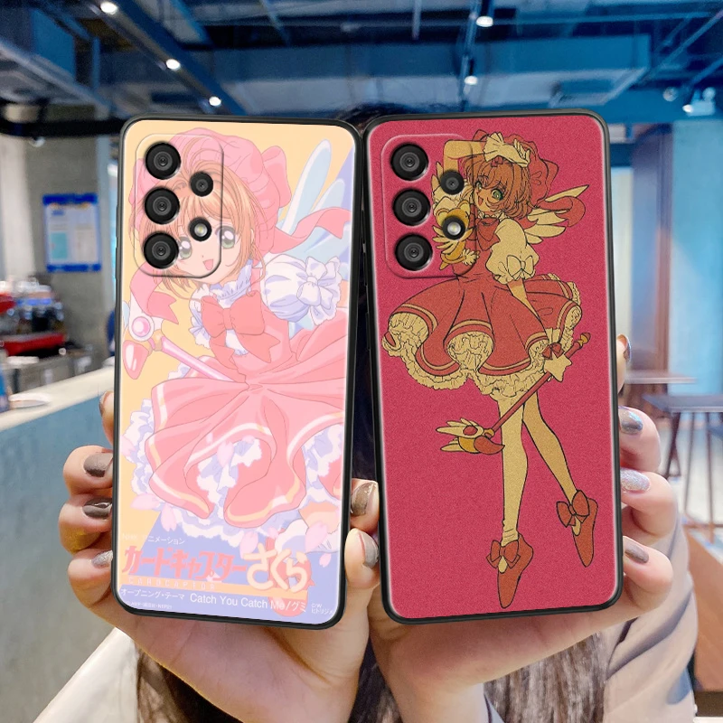 Anime Cardcaptor Sakura Cute For Samsung A55 A35 A25 A15 A14 A73 A53 A13 A05S A03S A02S A71 A52 A32 Black Soft Phone Case