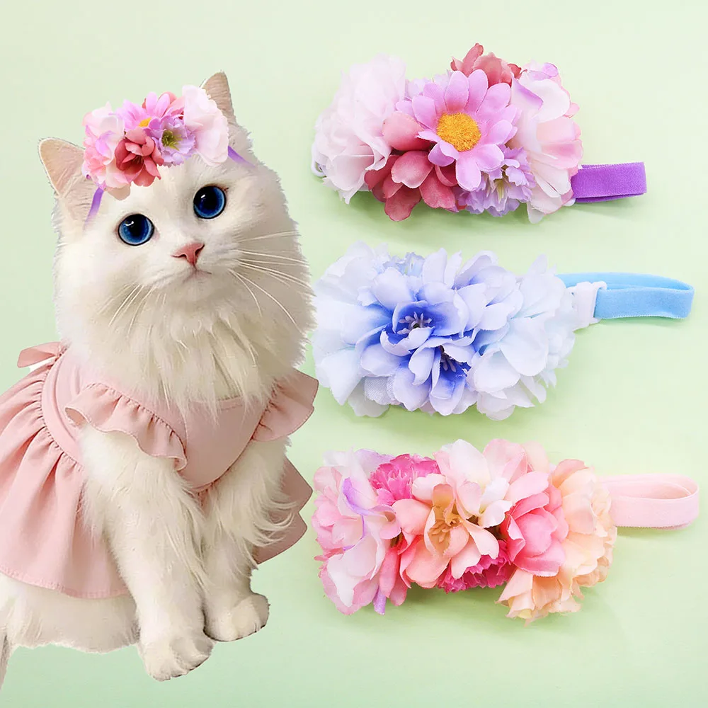 1PC Flower Dog Hair Bows Adjustable Elastic Bands For Puppy 