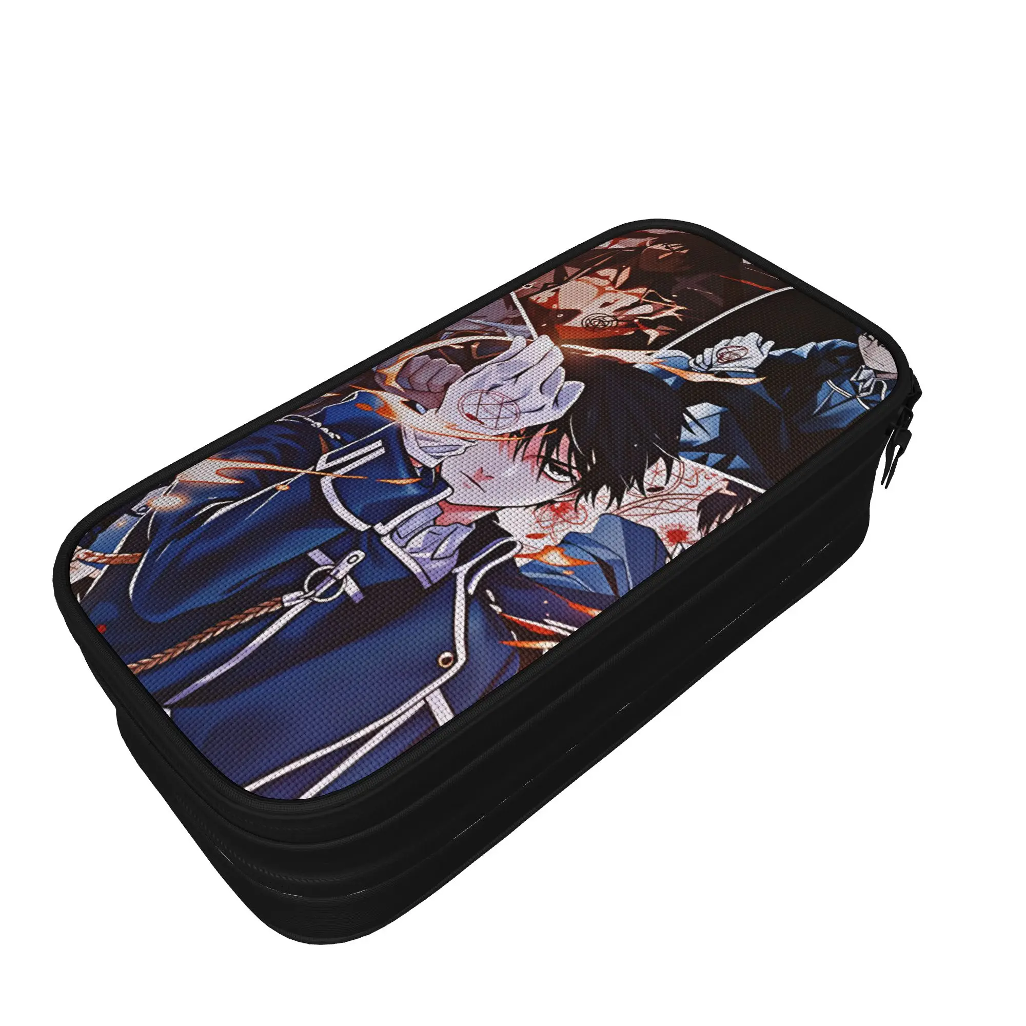 Roy Mustang Pencil Case Fullmetal Alchemists School Pencil Cases Double Layer Girls Boys College Pen Box Stationery Organizer