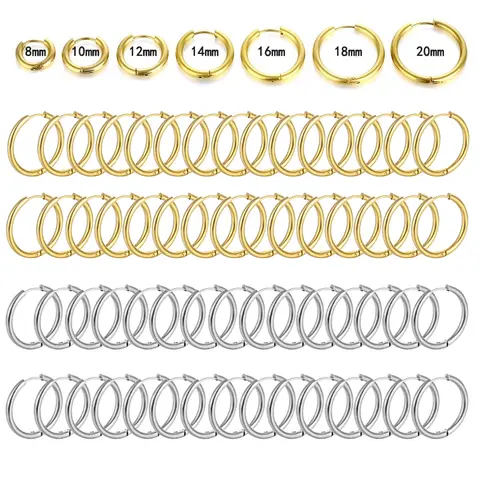 10/20Pcs Minimalist 316L Stainless Steel Small Hoop Earrings For Women Man Classic Round Earrings Fashion Ear Piercing Jewelry