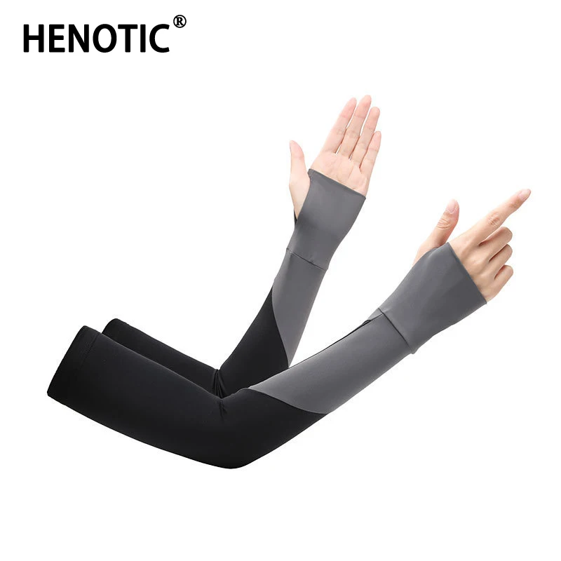 

Henotic Women's Long Arm Sleeves Thin Ice Silk Driving Riding Sunscreen UV Protection Ice Silk Cuff Simple Fashion Commuting