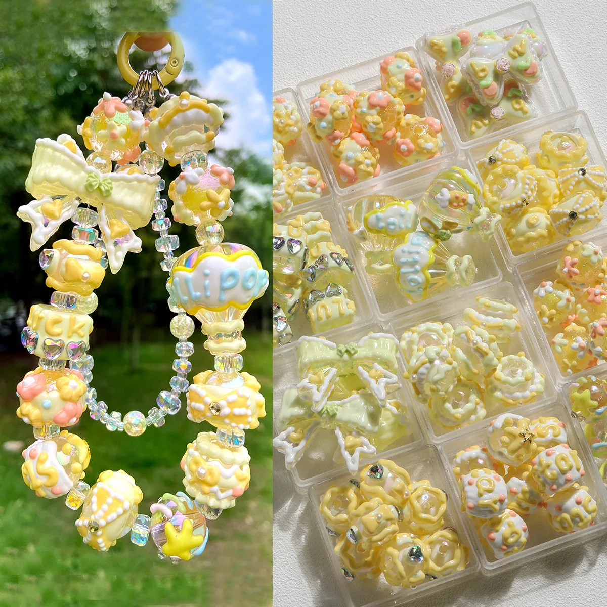 

Alien Hand Drawn Beads DIY Mobile Chain Car Hanging Bracelet Kit Free Combination Beads Pack Loose Material Accessories