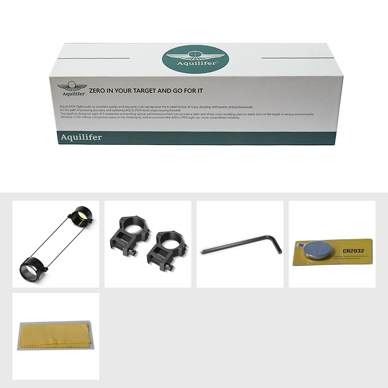 Aquilifer منظار صيد 4x32 AO إضاءة حمراء خضراء 295غ إبتكار تصميم قفل لـ 22LR Rimfire AR AK مع حلقات مشمولة #6
