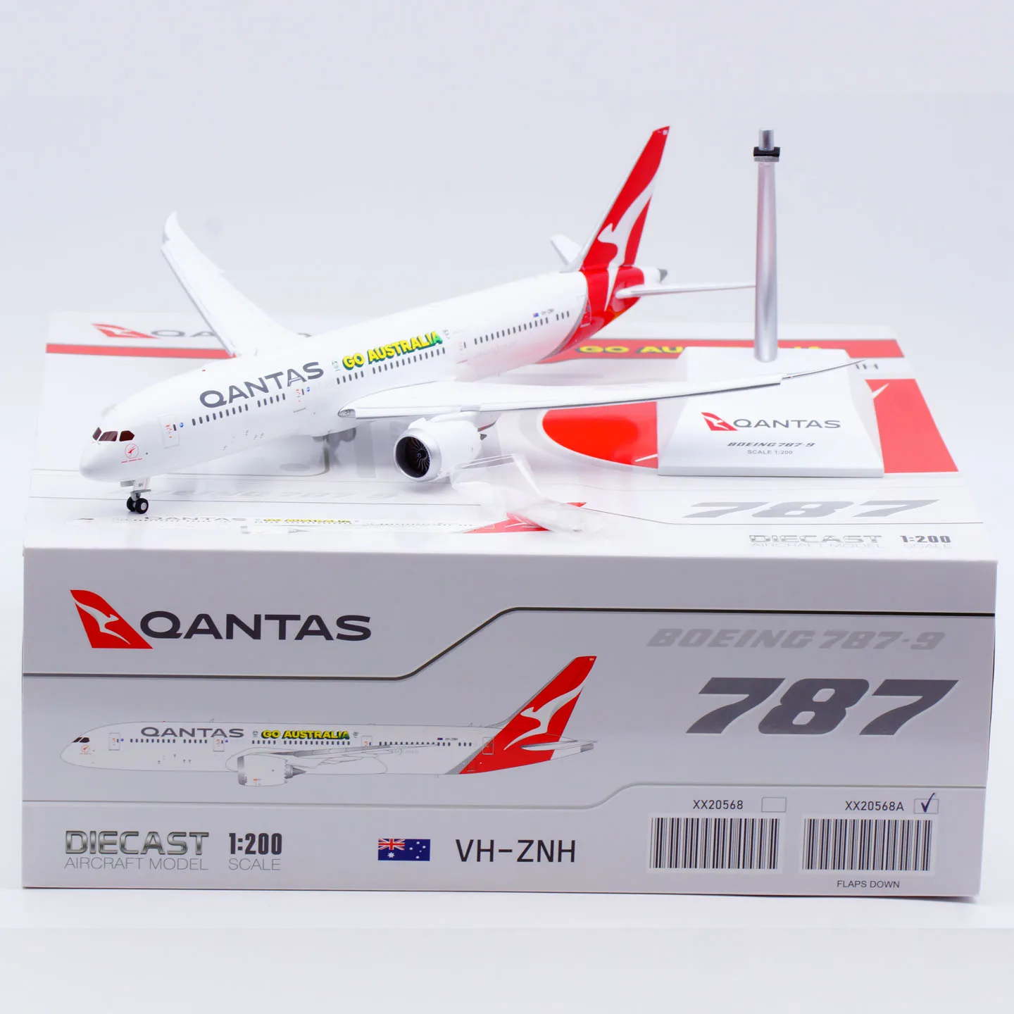 

XX20568A Alloy Collectible Plane Gift JC Wings 1:200 Qantas Airways Boeing B787-9 Diecast Aircraft Jet Model VH-ZNH Flaps Down