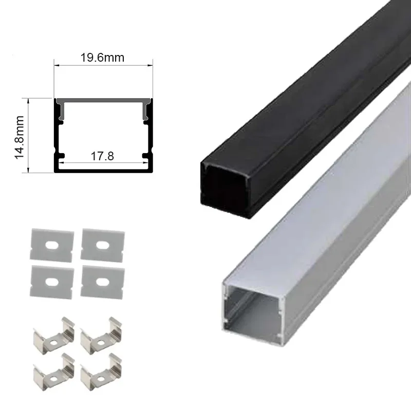 19.6x14.8mm Recessed Led Aluminum Profile Channel Diffuser Holder for 3528 5050 Led Strip Light Kitchen Decor Lighting