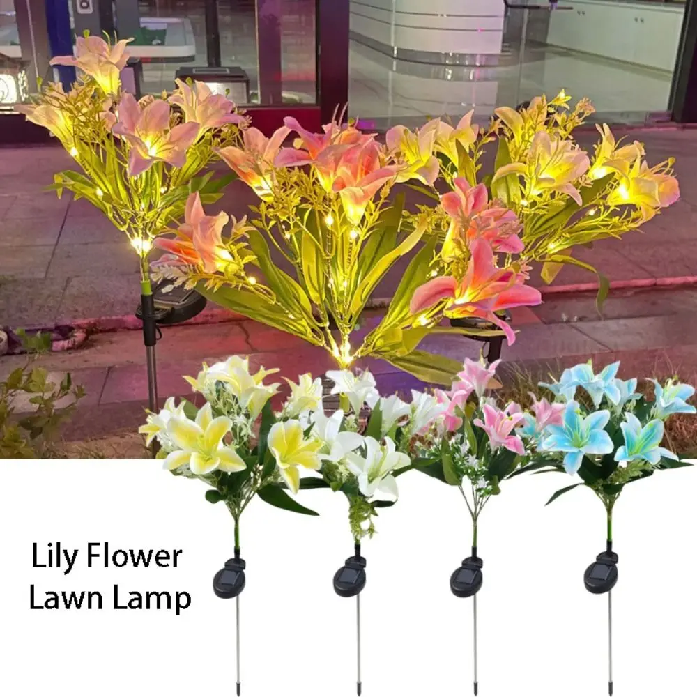 7 Heads Solar Flowers Garden Lights Waterproof LED Lights LED Outdoor Flower Decor Solar Powered Ground Spike Pathway Lighting