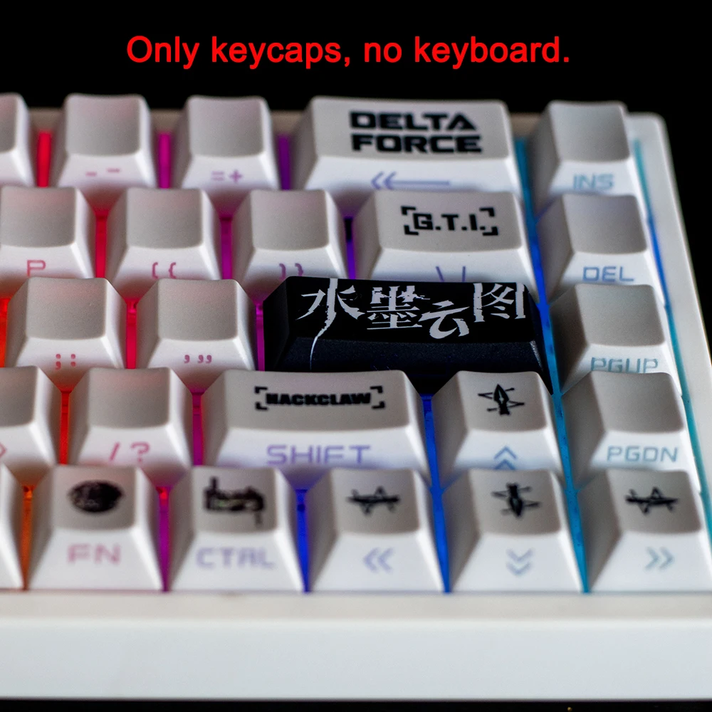 Keycap Delta Force Tema Kustom PBT Thermal Sublimation Profil Cherry untuk Keyboard Mekanik Laptop Gaming
